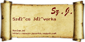 Szűcs Jávorka névjegykártya